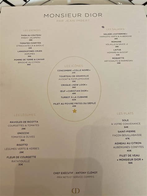 dior restaurant france|monsieur Dior menu.